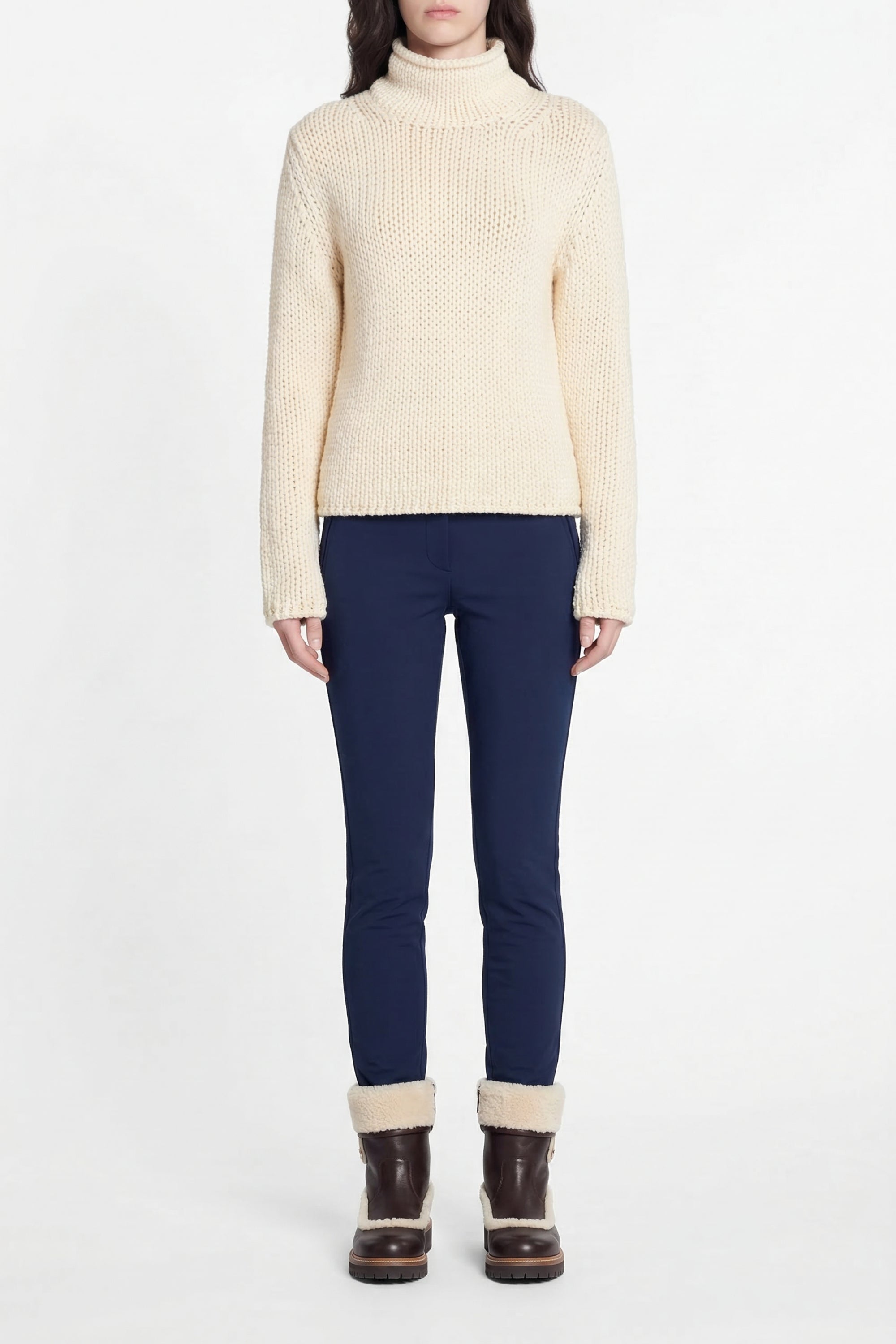 Pull col roulé Marpessa en laine - Beige