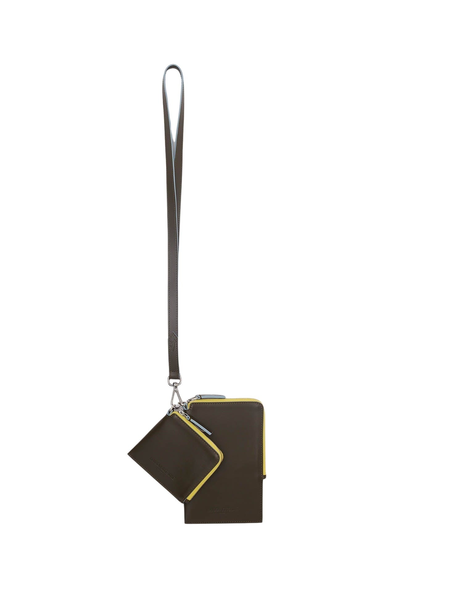 Pochette avec sangle en cuir - Khaki Grey