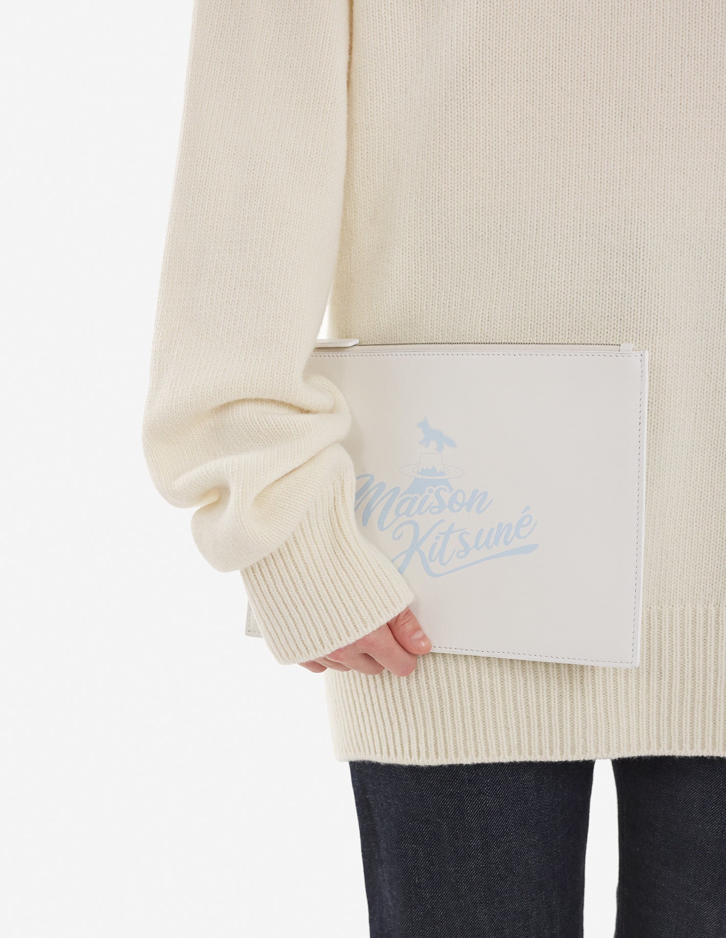 Maison Kitsuné x Mont Fuji leather clutch bag - Medium Blue