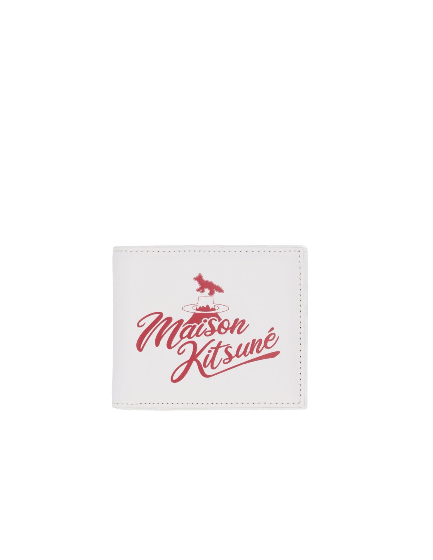 Portefeuille Maison Kitsuné x Mont Fuji en cuir - Deep Red