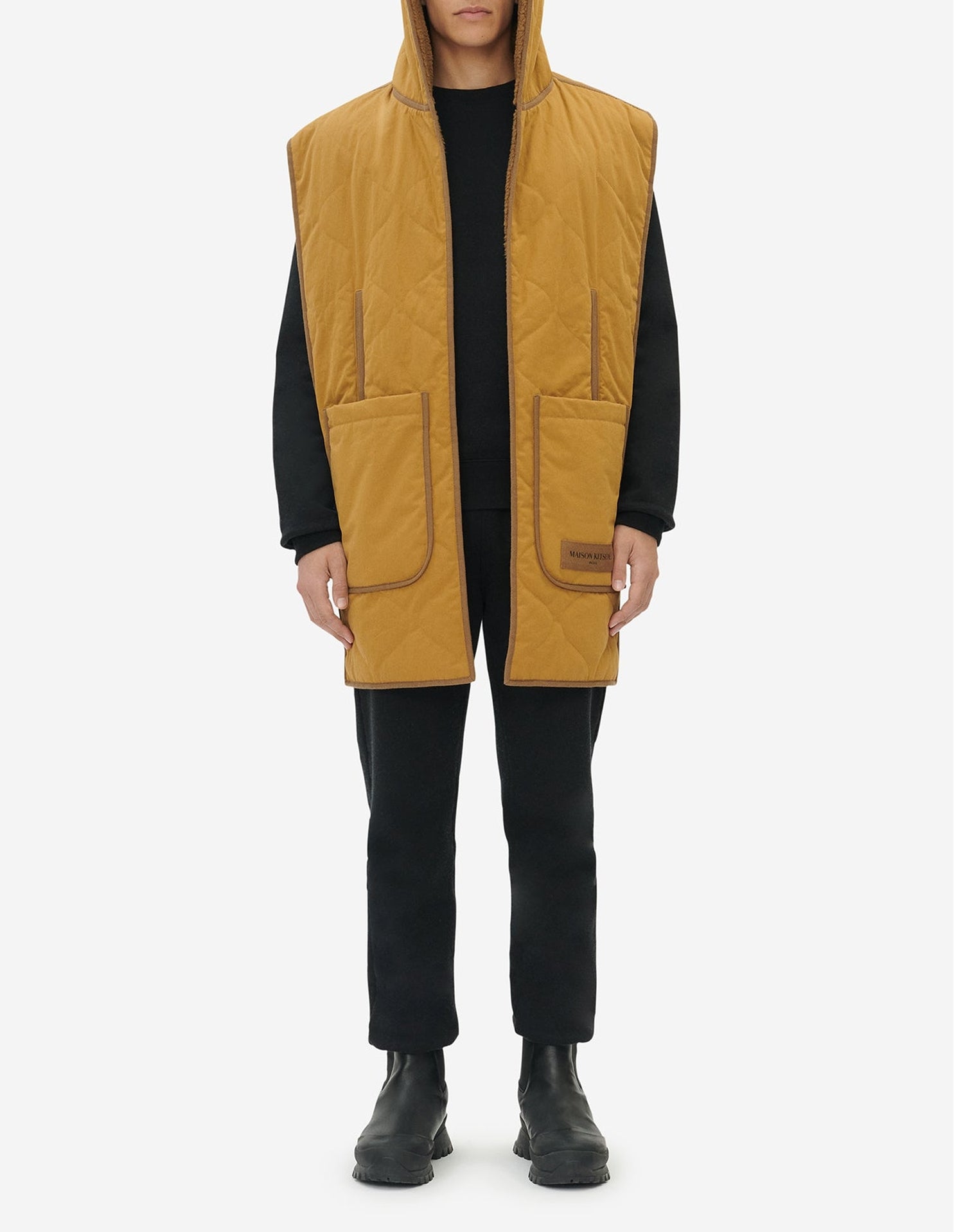 Plastron à capuche reversible avec étiquette - Camel