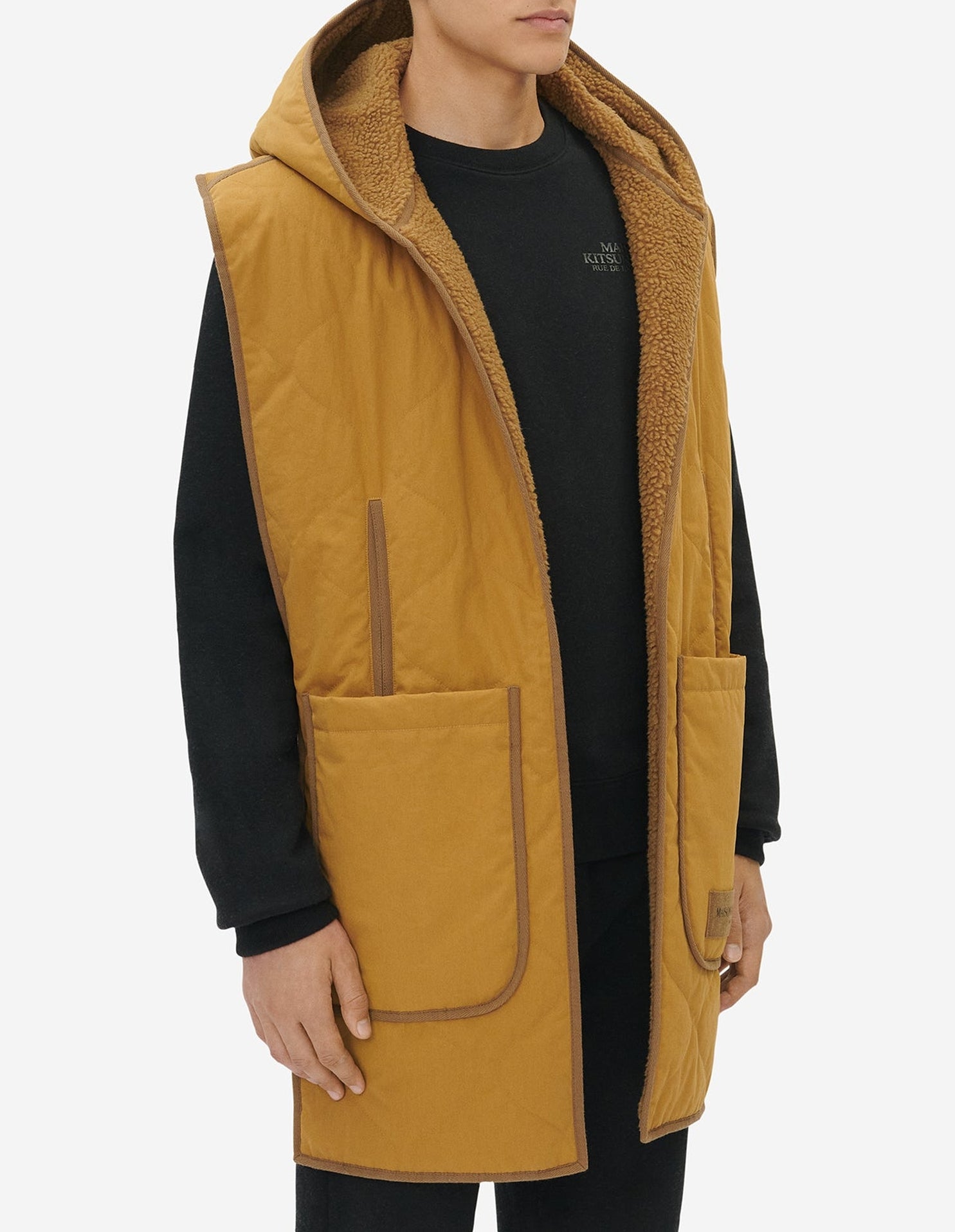 Plastron à capuche reversible avec étiquette - Camel