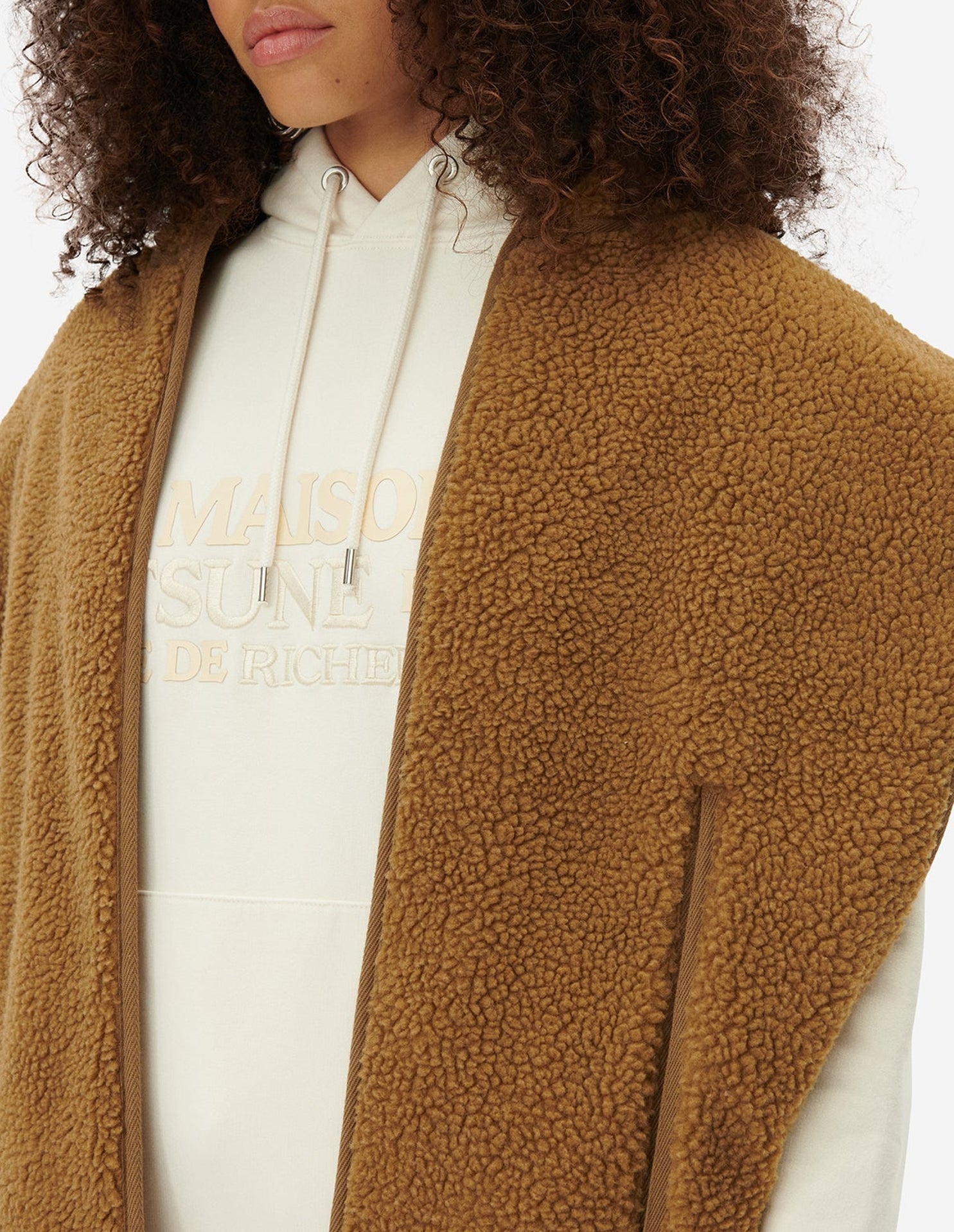 Plastron à capuche reversible avec étiquette - Camel