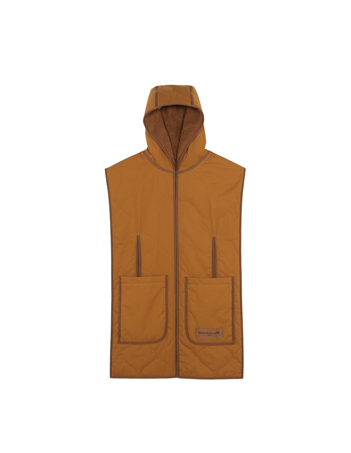 Plastron à capuche reversible avec étiquette - Camel