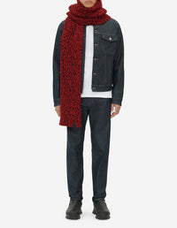Écharpe avec étiquette en laine - Black Red Check