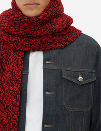 Écharpe avec étiquette en laine - Black Red Check