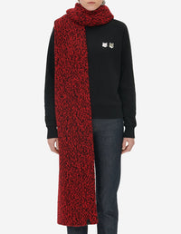 Écharpe avec étiquette en laine - Black Red Check