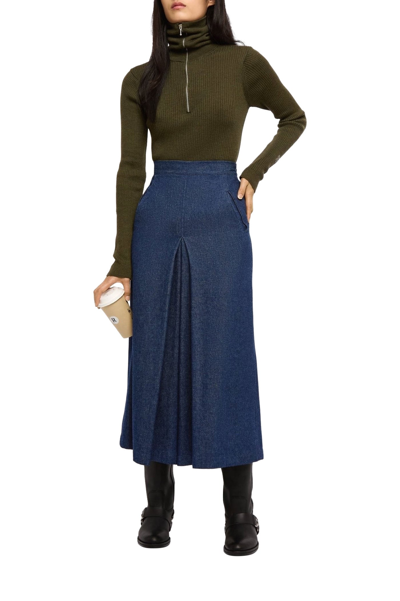 Jupe Suzanne taille haute - Indigo