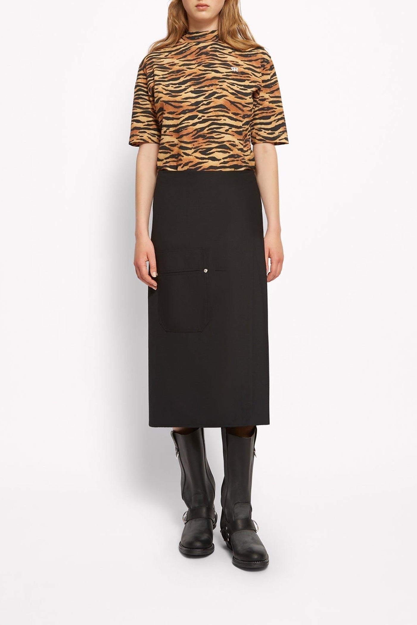 Vivi straight midi skirt in wool blend - Charcoal