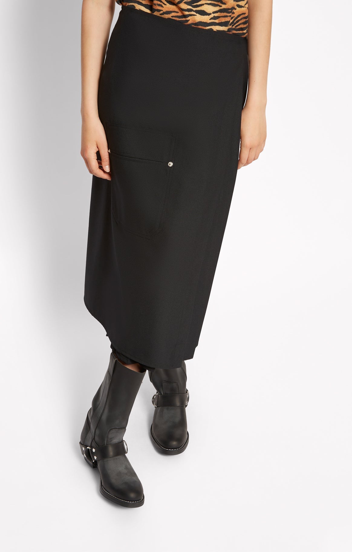 Vivi straight midi skirt in wool blend - Charcoal