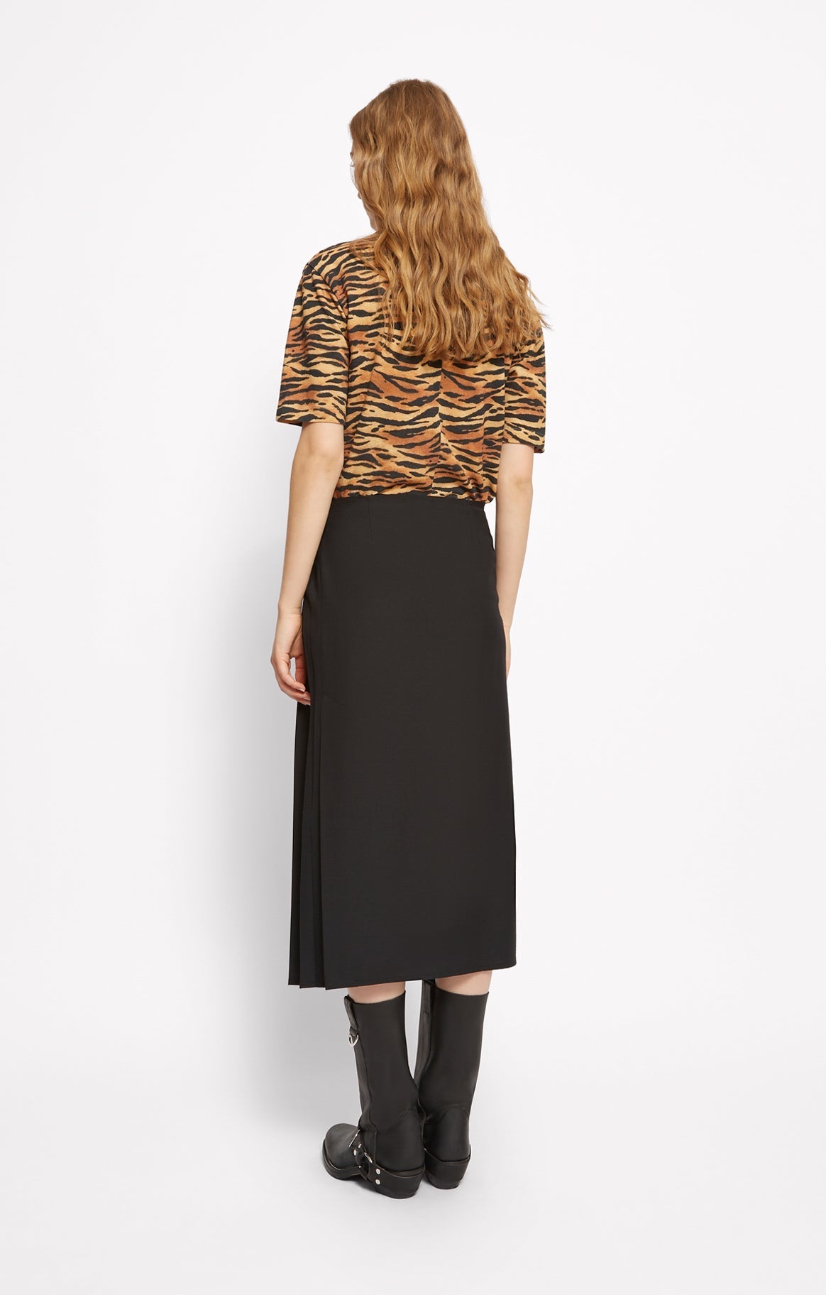 Vivi straight midi skirt in wool blend - Charcoal