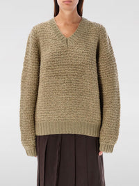 Wool V-neck jumper - Flax