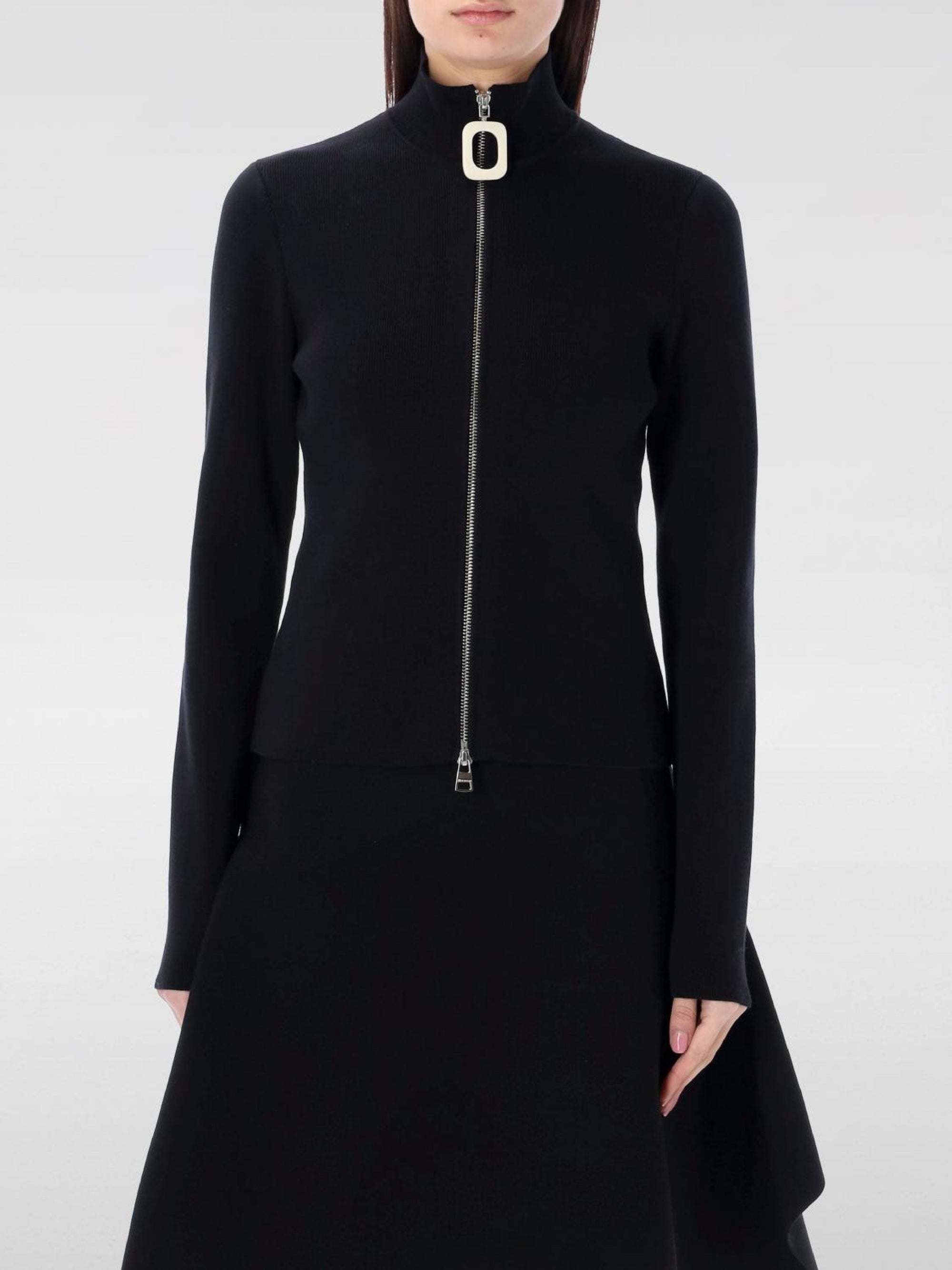 Waistcoat with zip and stand-up collar - Black