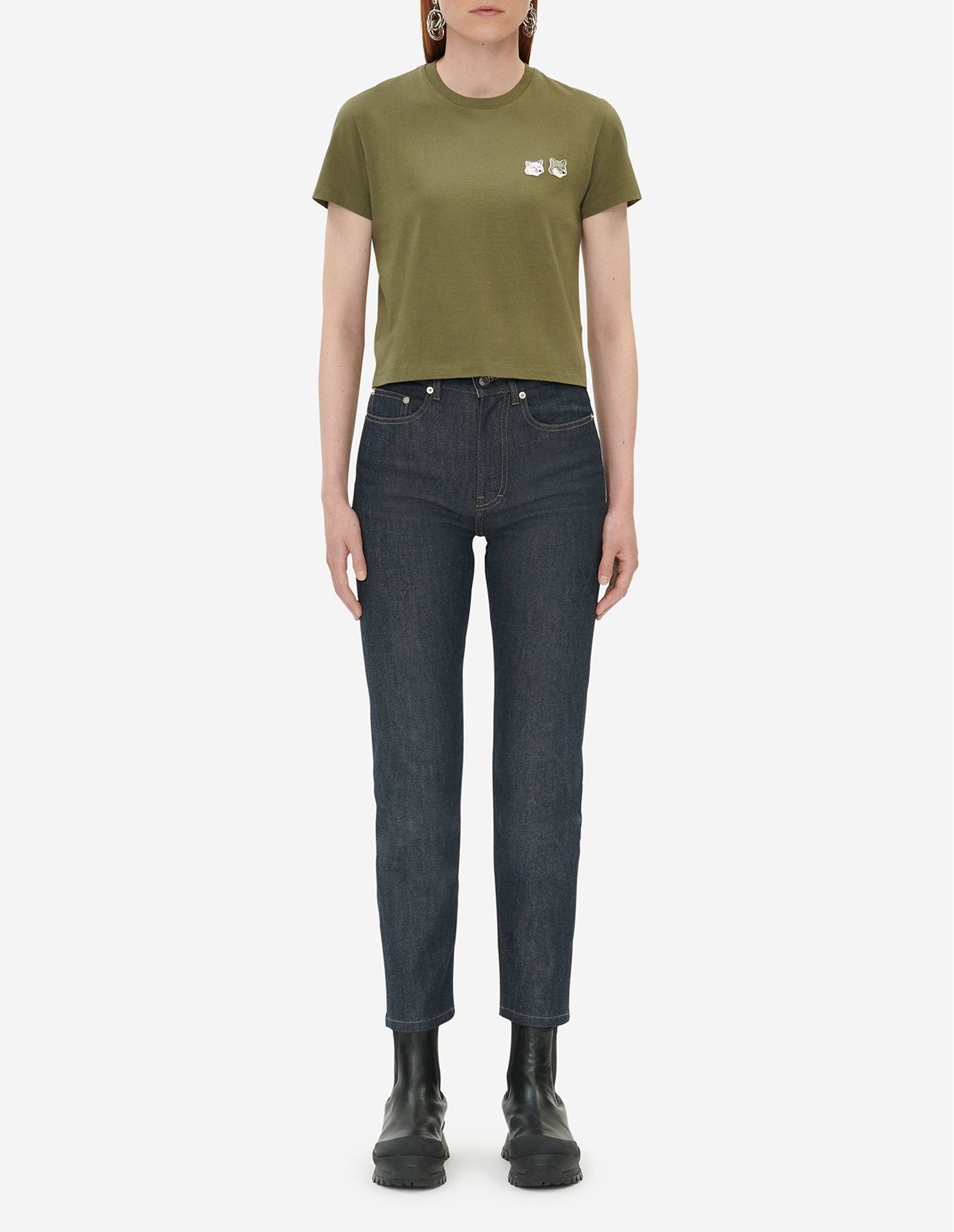 T-shirt court avec écusson - Khaki Grey