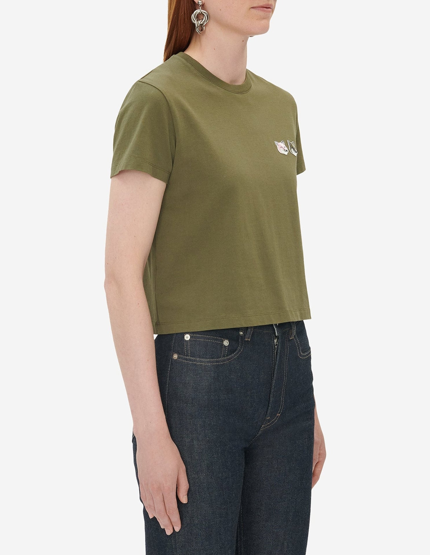 T-shirt court avec écusson - Khaki Grey