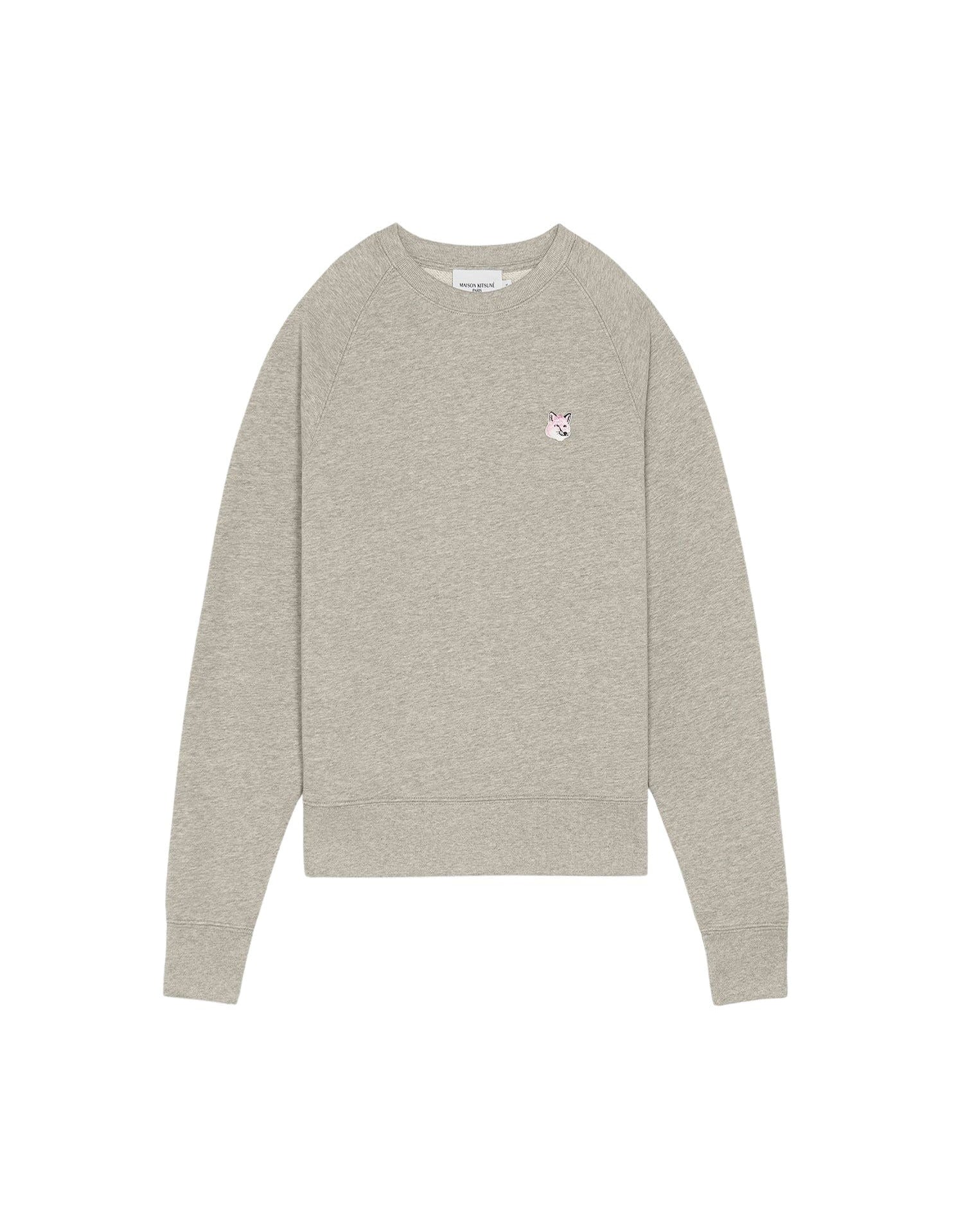 Sweatshirt à col rond ajustée avec écusson brodé - Grey Melange