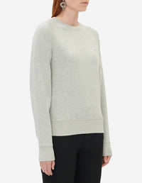 Sweatshirt à col rond ajustée avec écusson brodé - Grey Melange