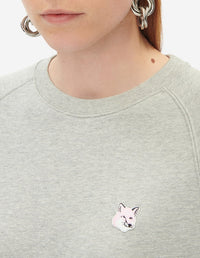 Sweatshirt à col rond ajustée avec écusson brodé - Grey Melange