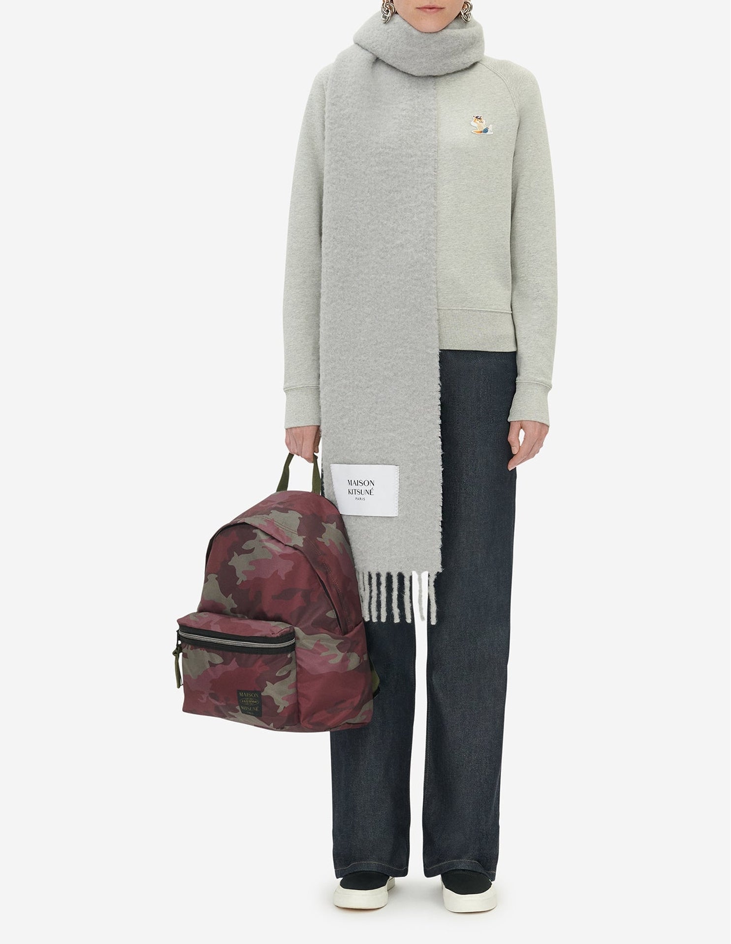 Sweatshirt ajusté Fox avec écusson - Grey Melange