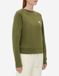 Sweatshirt à col rond ajustée avec écusson brodé - Khaki Grey