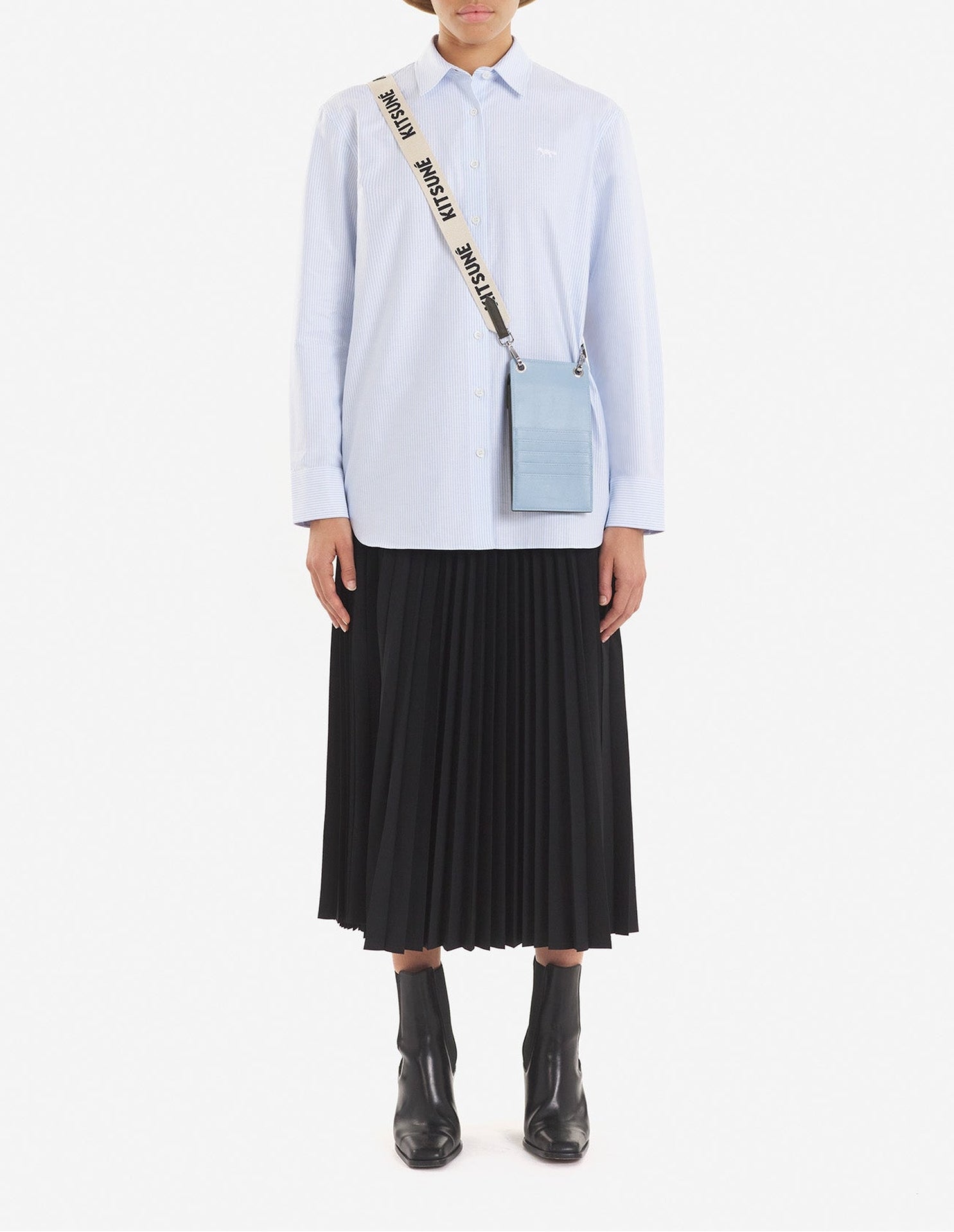 Casual shirt with embroidered patch - Light Blue Stripes