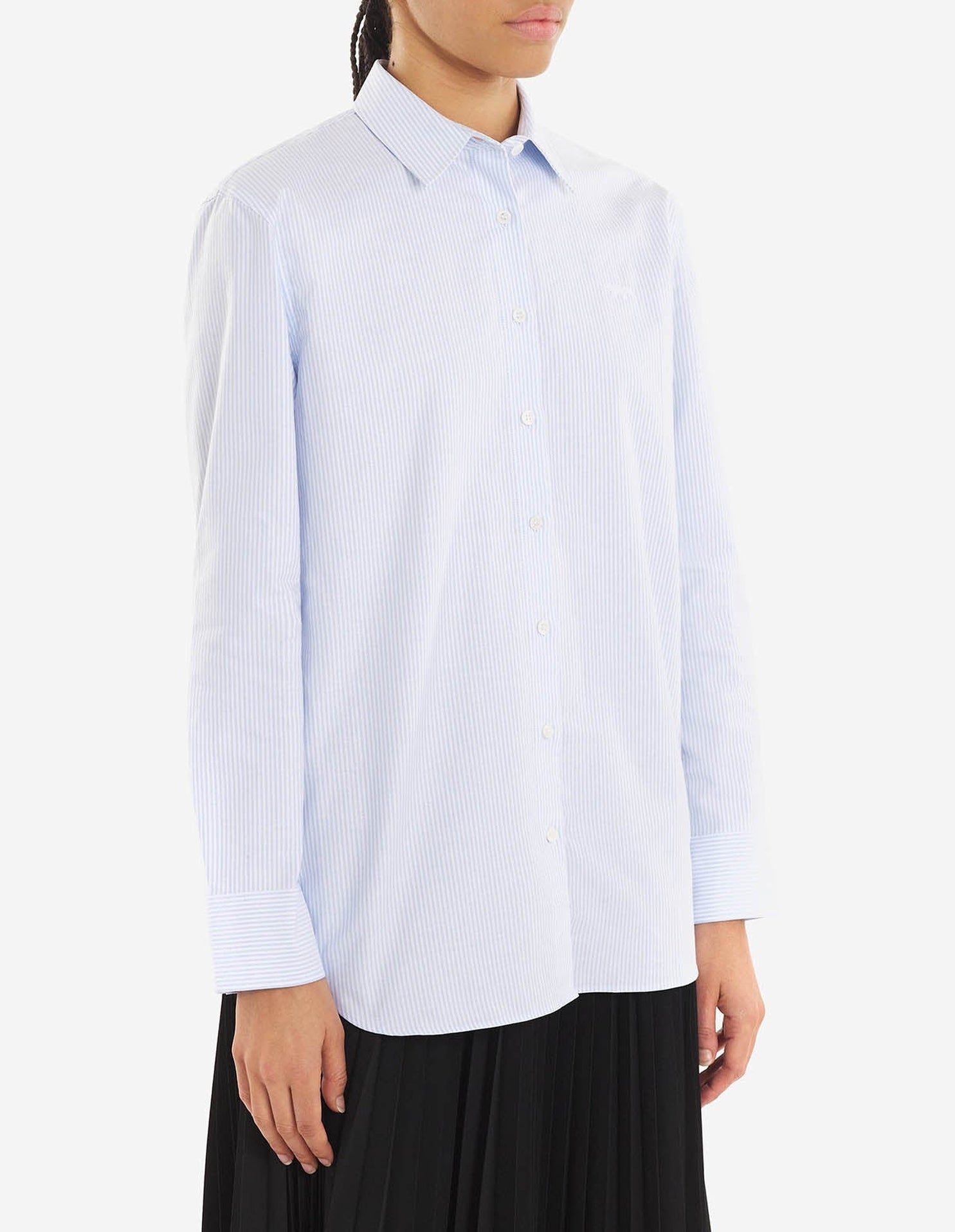 Casual shirt with embroidered patch - Light Blue Stripes