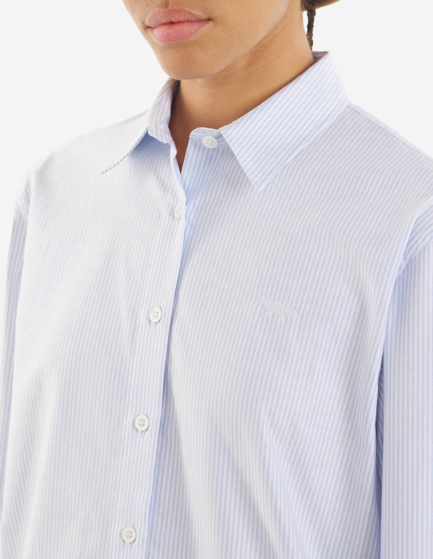 Casual shirt with embroidered patch - Light Blue Stripes
