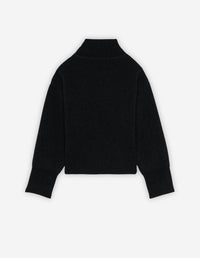 Pull à maille tressé et col roulé en laine - Dark Grey Melange