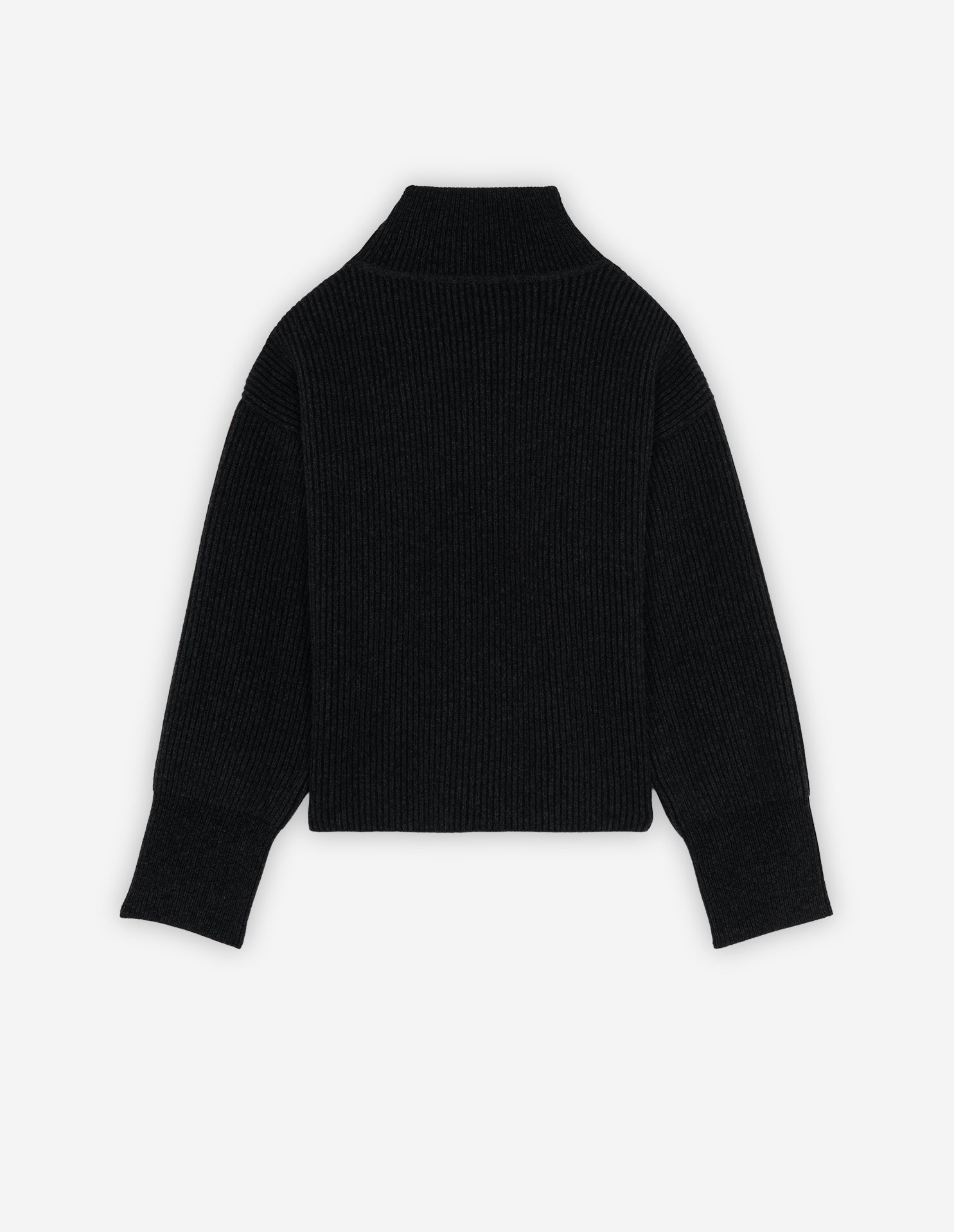 Pull à maille tressé et col roulé en laine - Dark Grey Melange