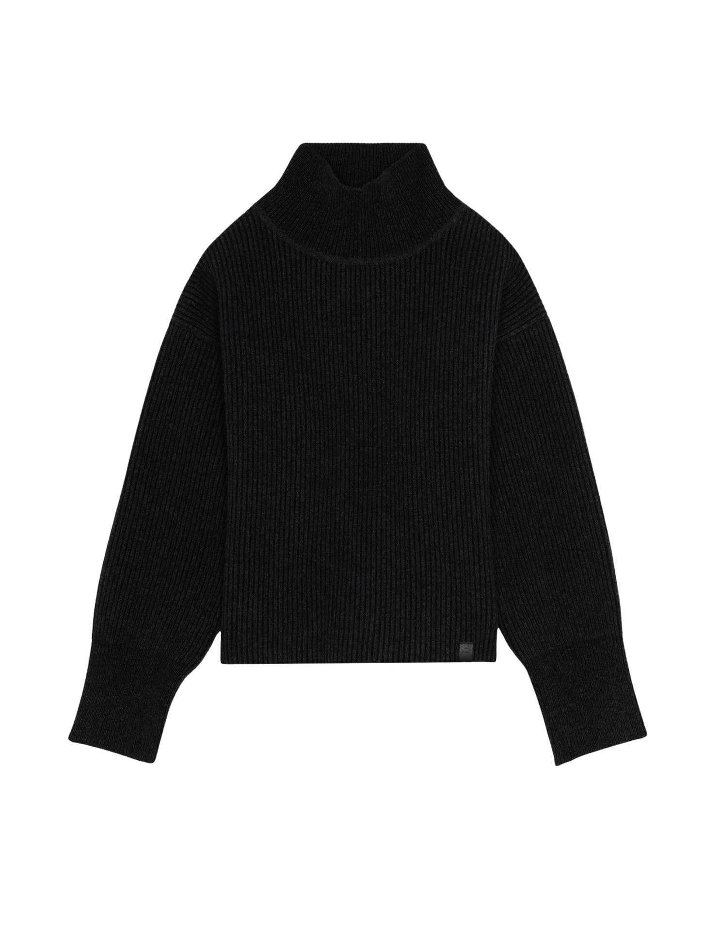 Pull à maille tressé et col roulé en laine - Dark Grey Melange