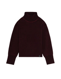 Pull à maille tressé et col roulé en laine - Wine Lees Melange