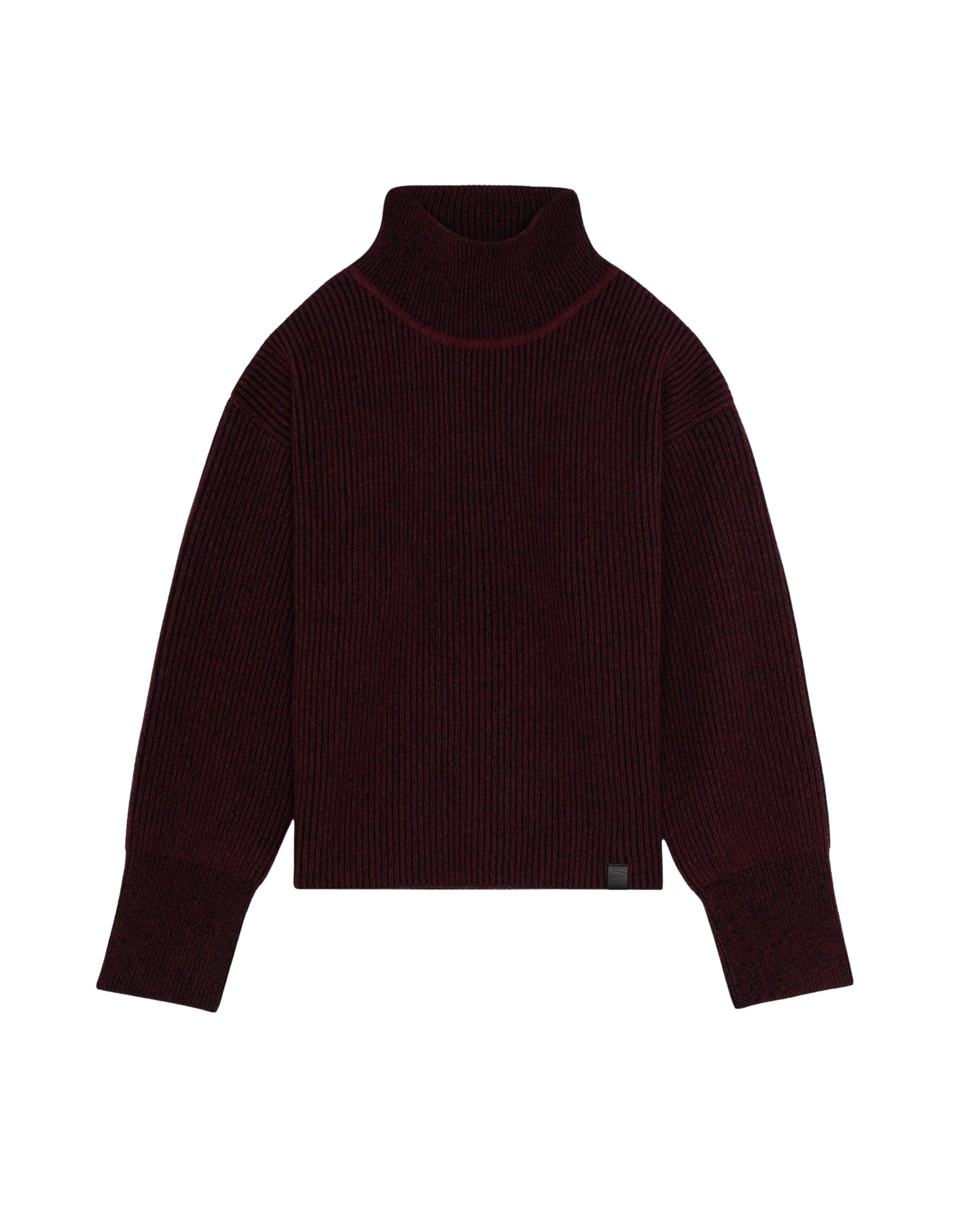 Pull à maille tressé et col roulé en laine - Wine Lees Melange