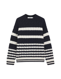 Pull oversize à rayures en laine et cachemire - Navy Stripes