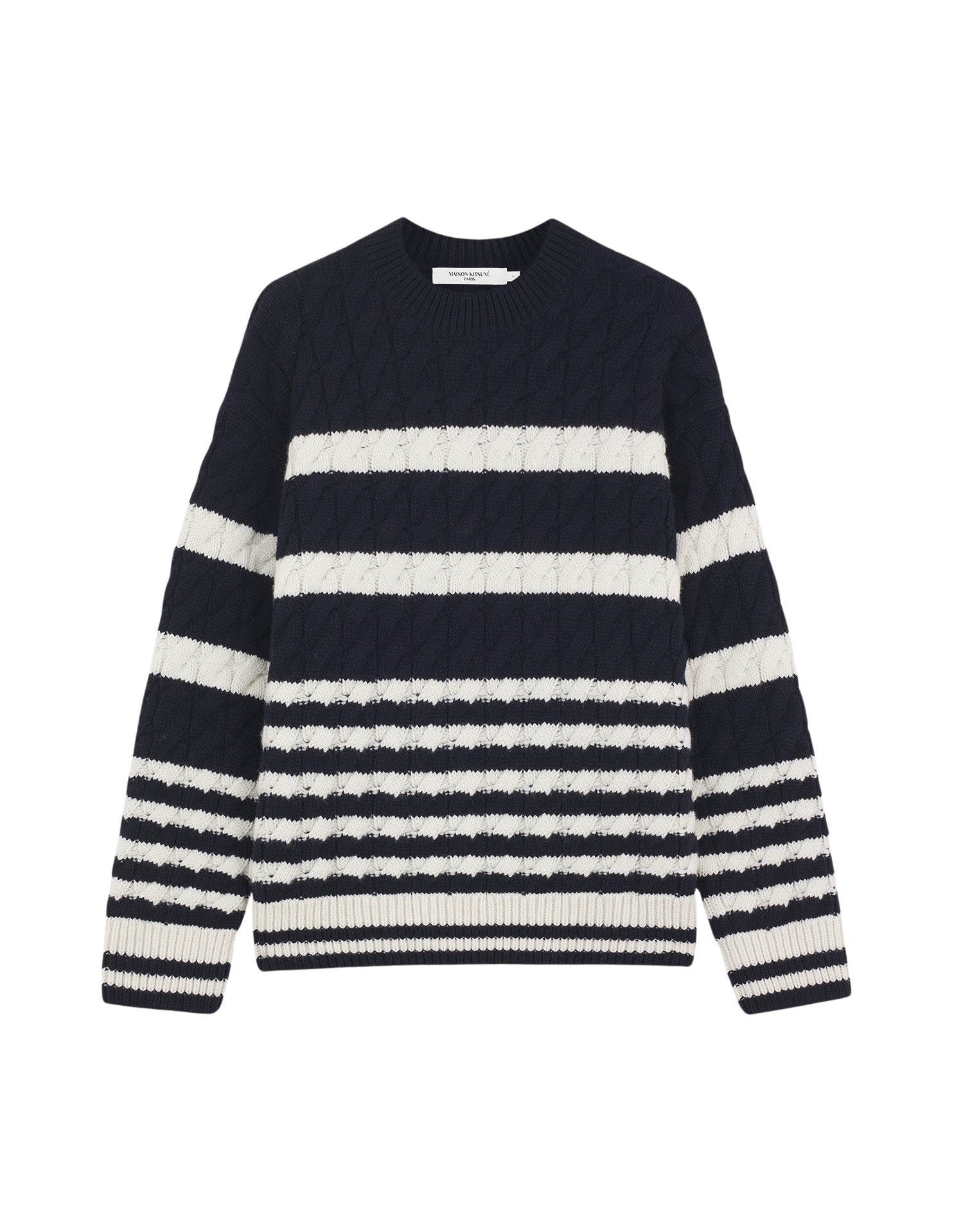 Pull oversize à rayures en laine et cachemire - Navy Stripes