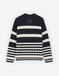 Pull oversize à rayures en laine et cachemire - Navy Stripes