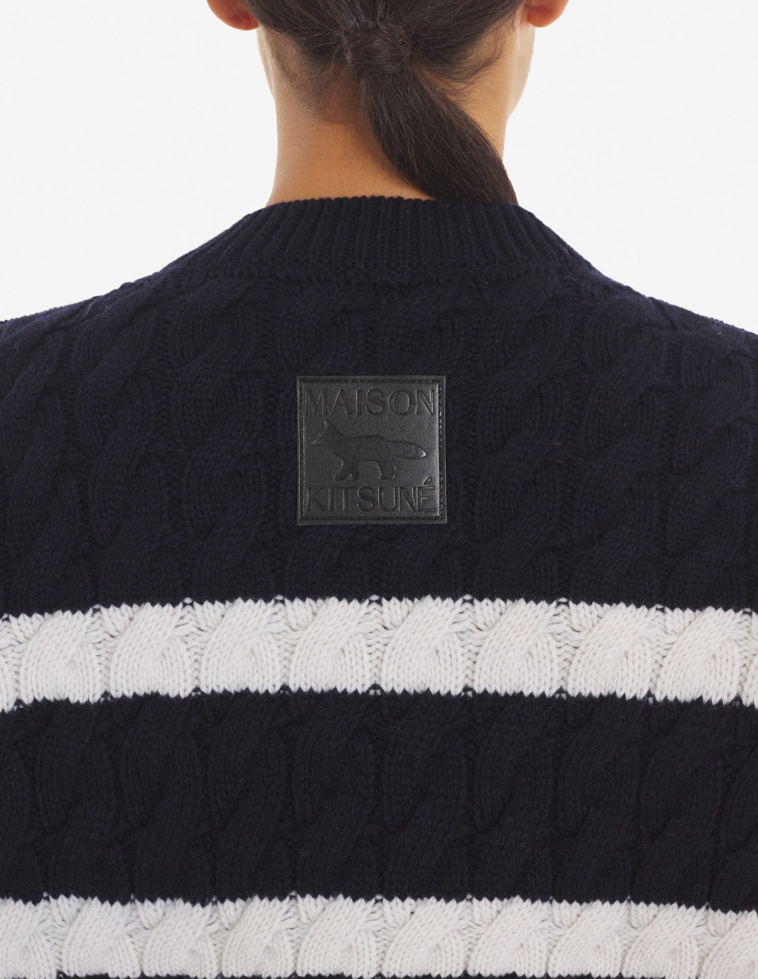 Pull oversize à rayures en laine et cachemire - Navy Stripes