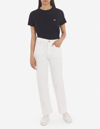 Pantalon droit 7/8 en denim - Ecru
