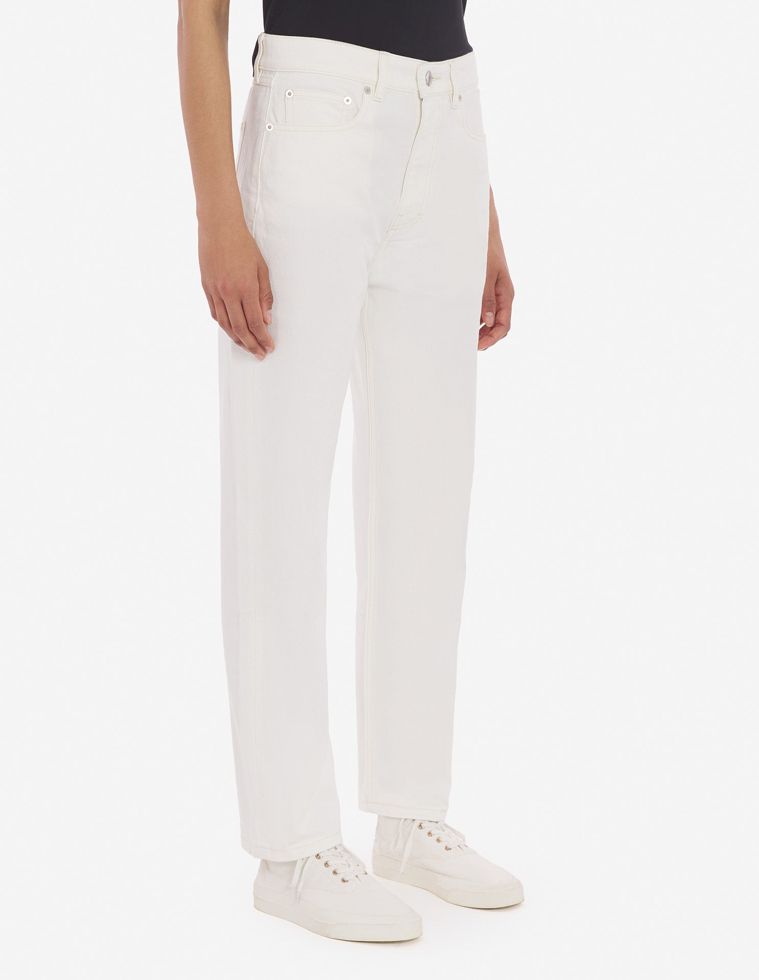 Pantalon droit 7/8 en denim - Ecru