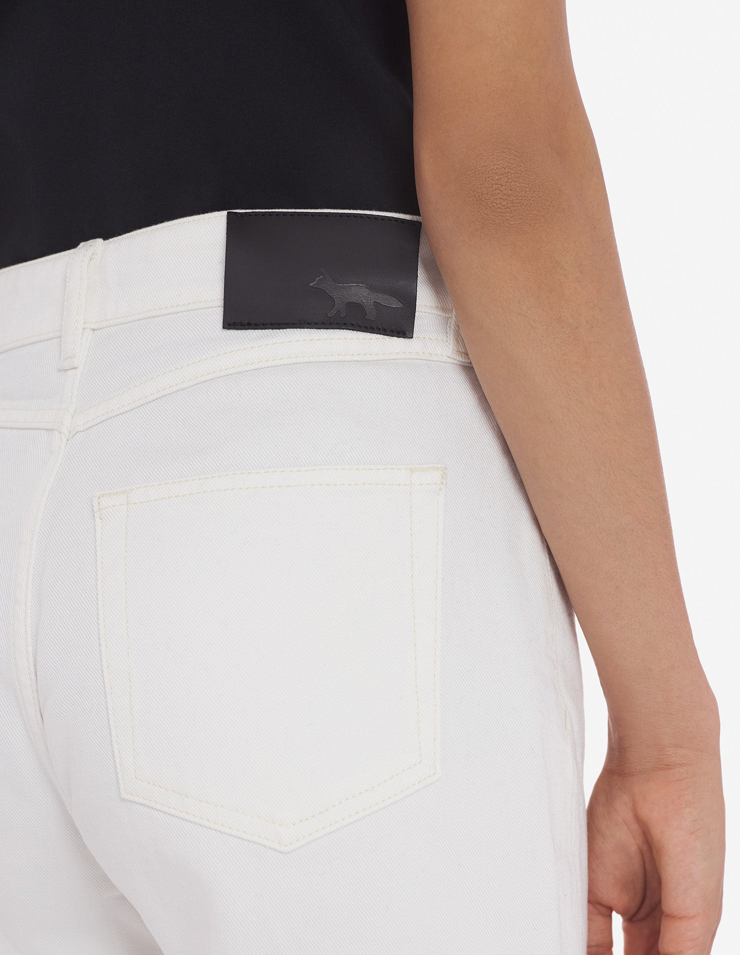 Pantalon droit 7/8 en denim - Ecru