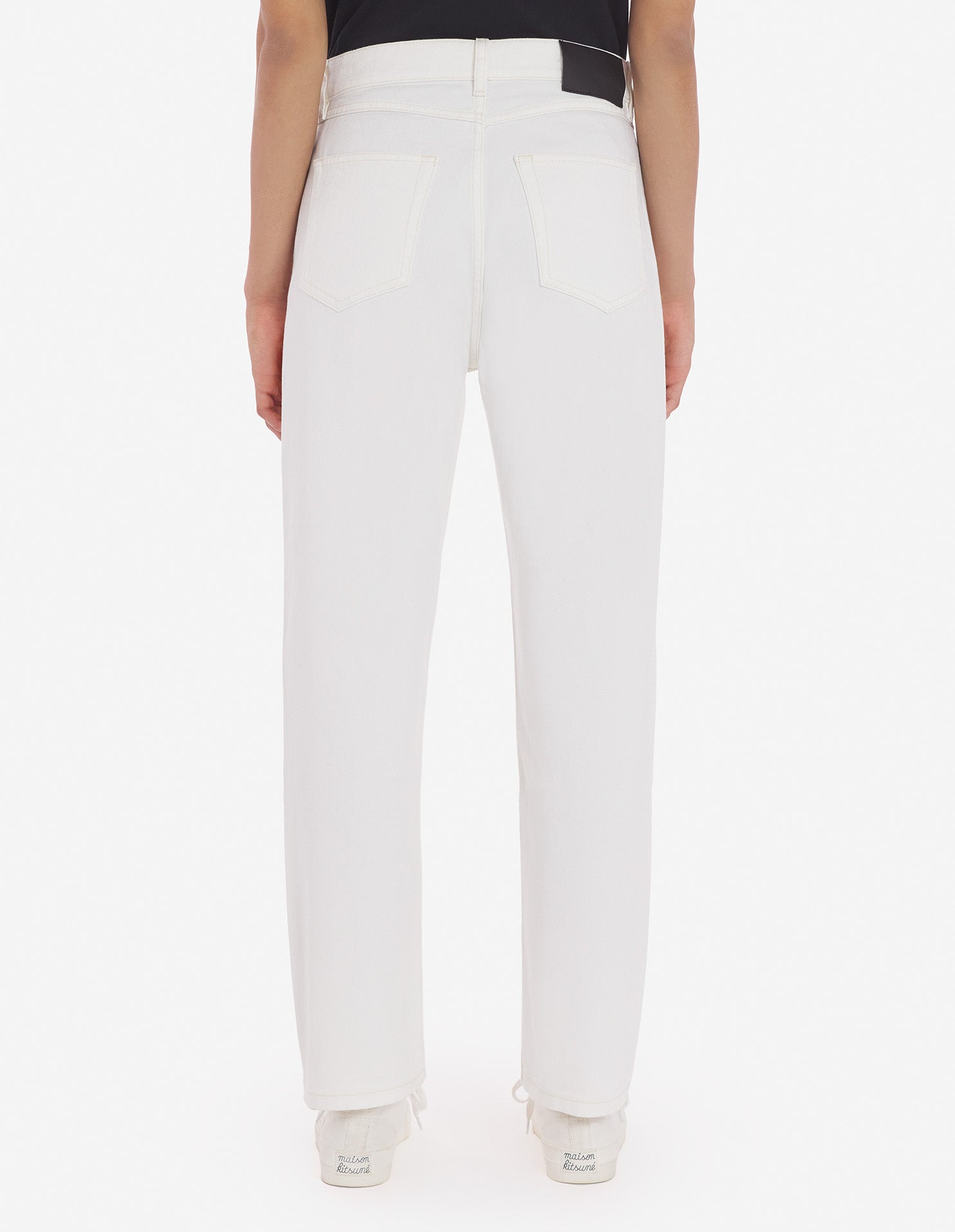 Pantalon droit 7/8 en denim - Ecru