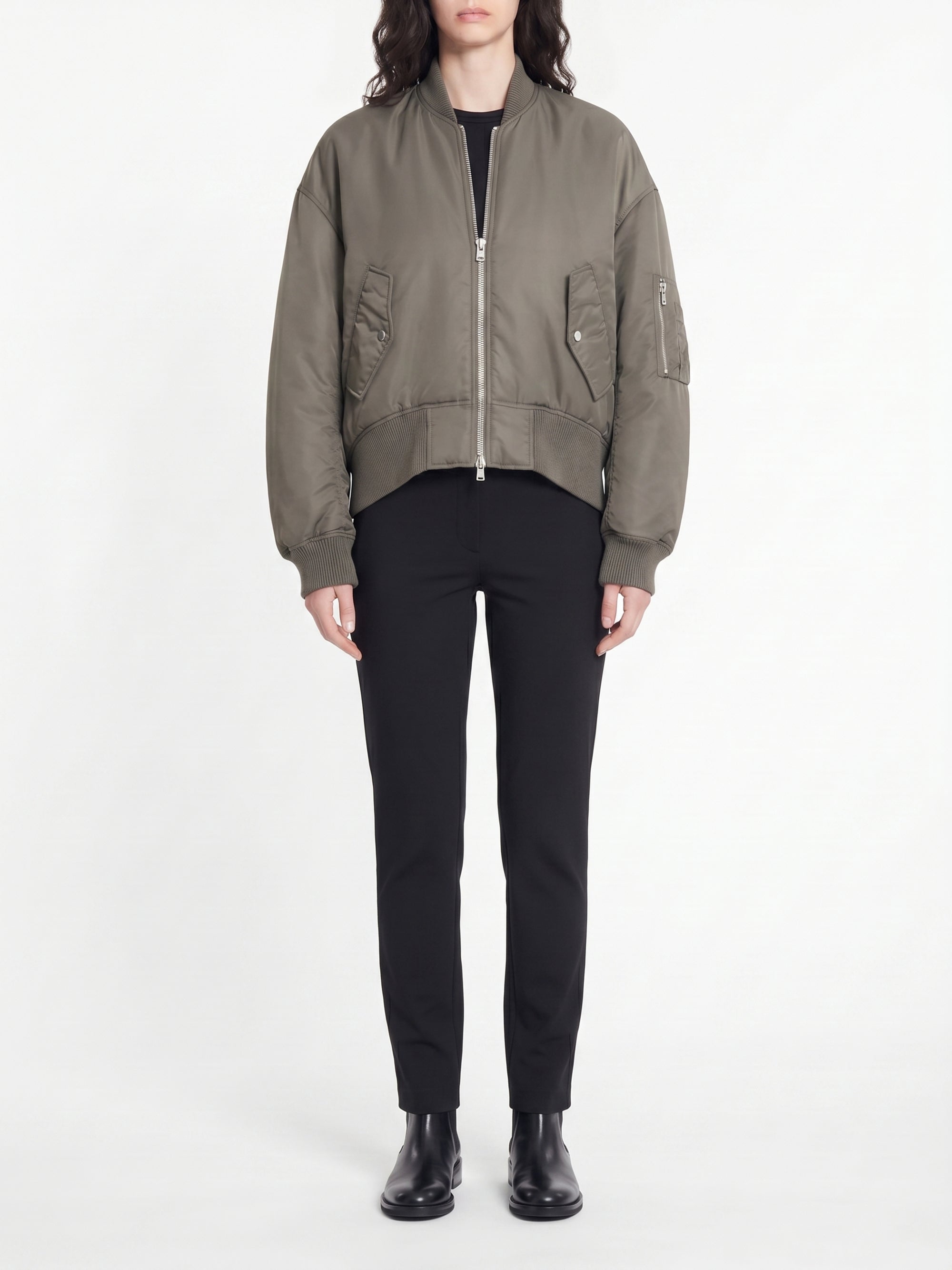 Blouson aviateur à ourlets - Steel