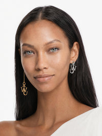 Boucles D'Oreilles Ancres Asymétriques - Silver Tone/Gold