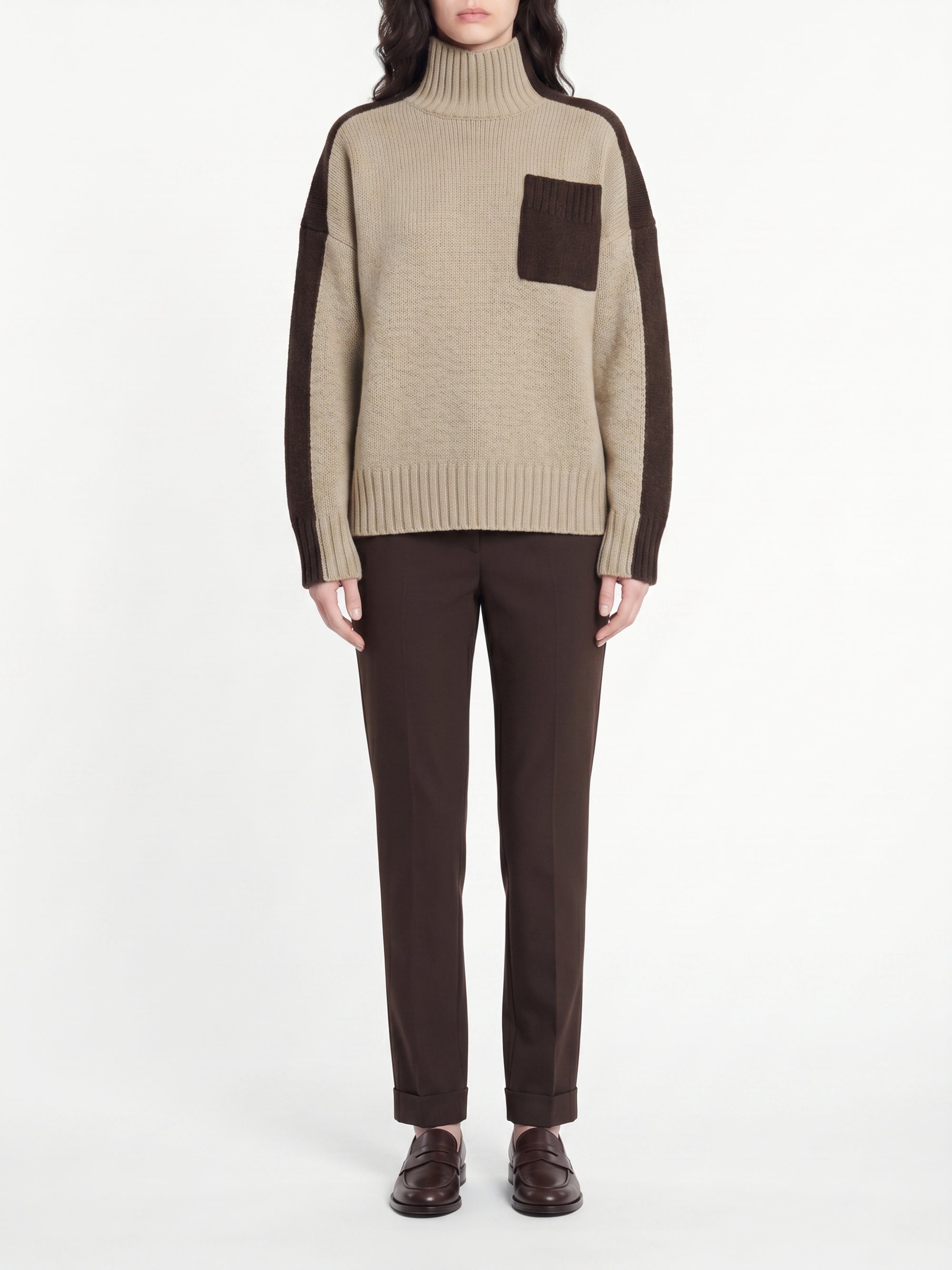 Pull col roulé en laine - Nougat & Chocolate