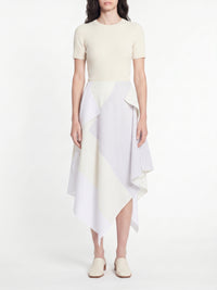 Jupe midi asymétrique en patchwork - Grey & White