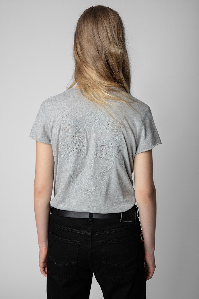 ZHORS LIGNE GRIS CHINE STORY FISHNET SKULL FLOWERS
