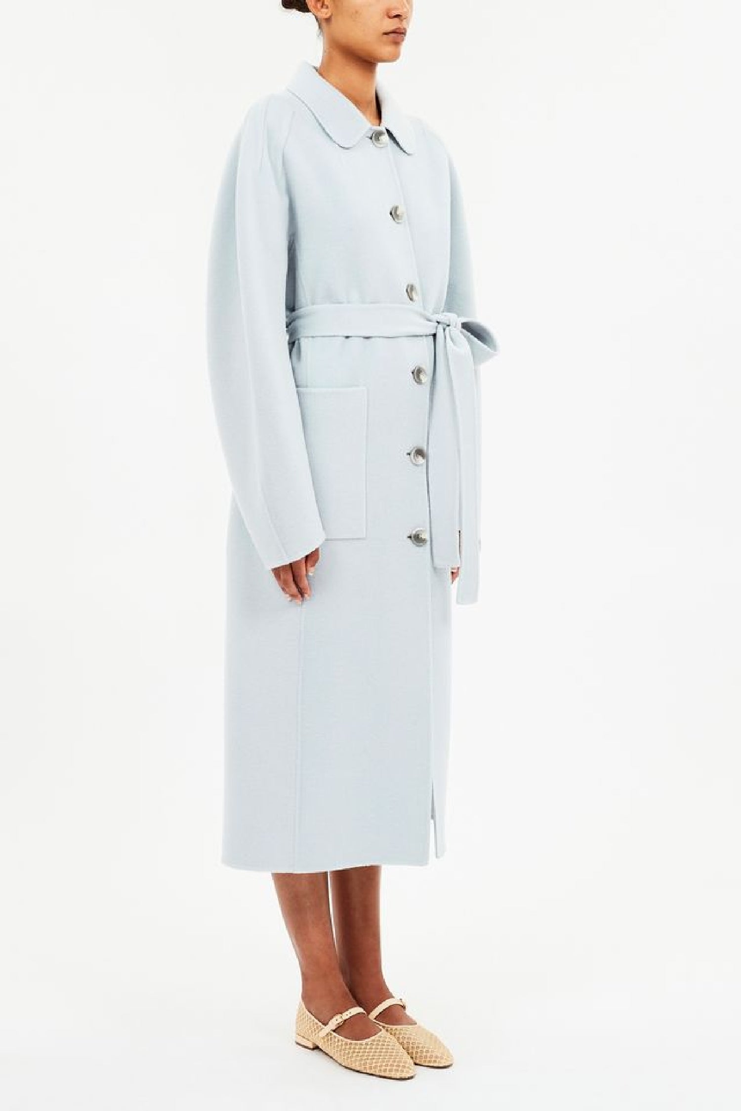Manteau long Lisbeth ceinturé en laine - Slate