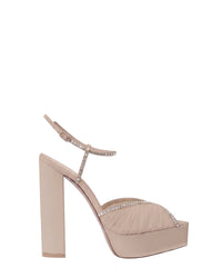 RECOLO / Escarpins Katy 105 à plateforme en satin - Nude