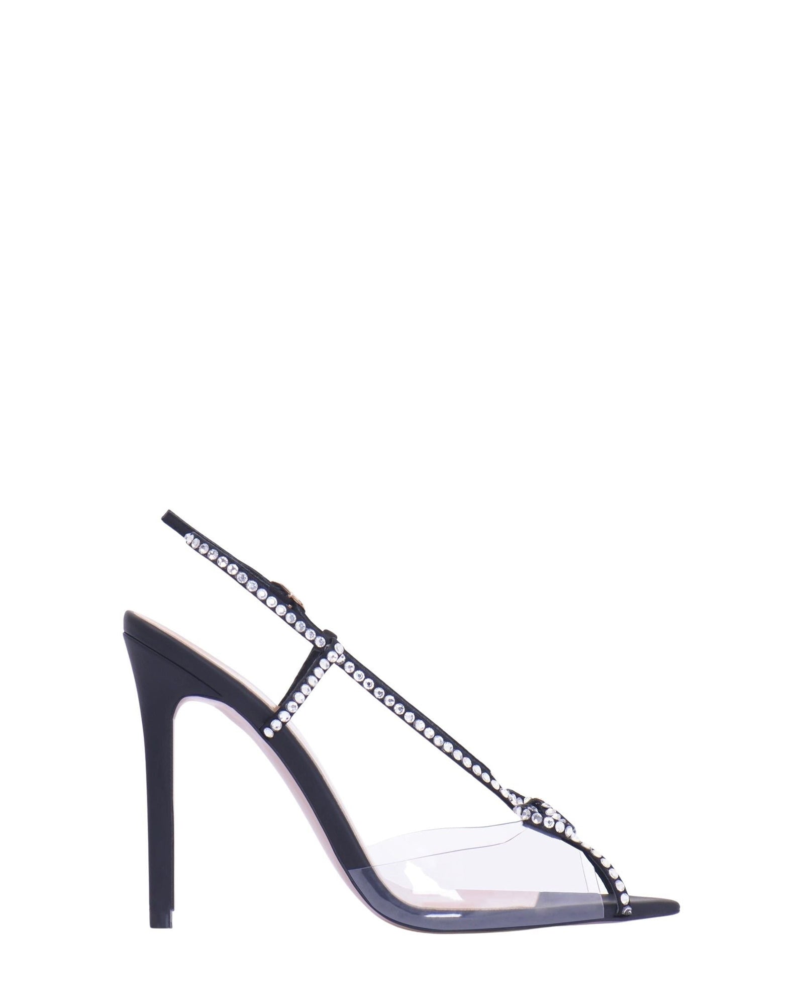 Sandales Kay 105 en cuir - Black & Silver Crystals