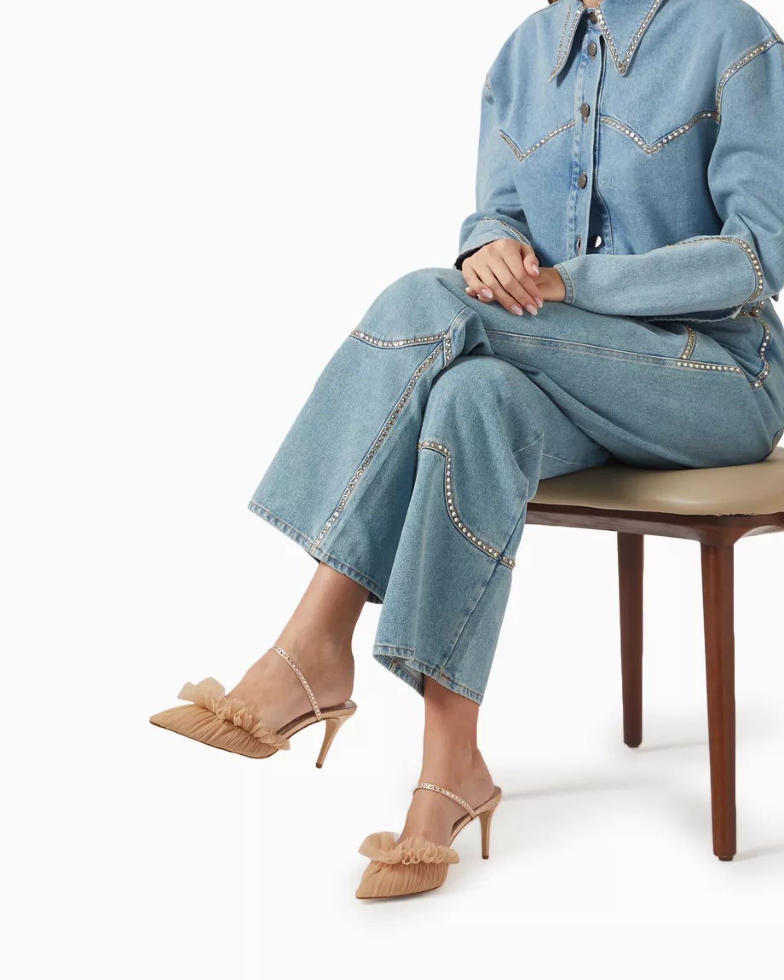 Mules Kaya 70 en satin - Camel