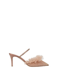Mules Kaya 70 en satin - Camel